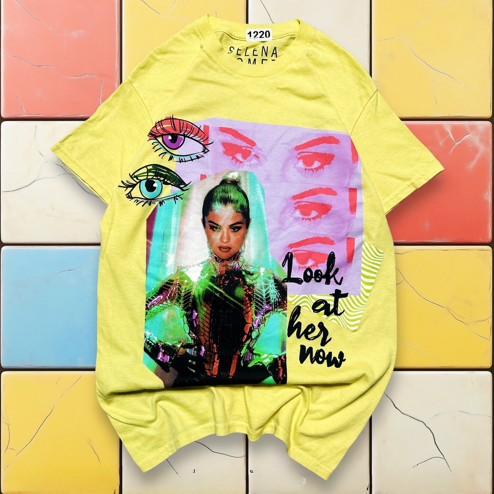Selena Gomez Concert Band Tee Y2K Women S Yellow Album Look At Her Now Shirt Pop